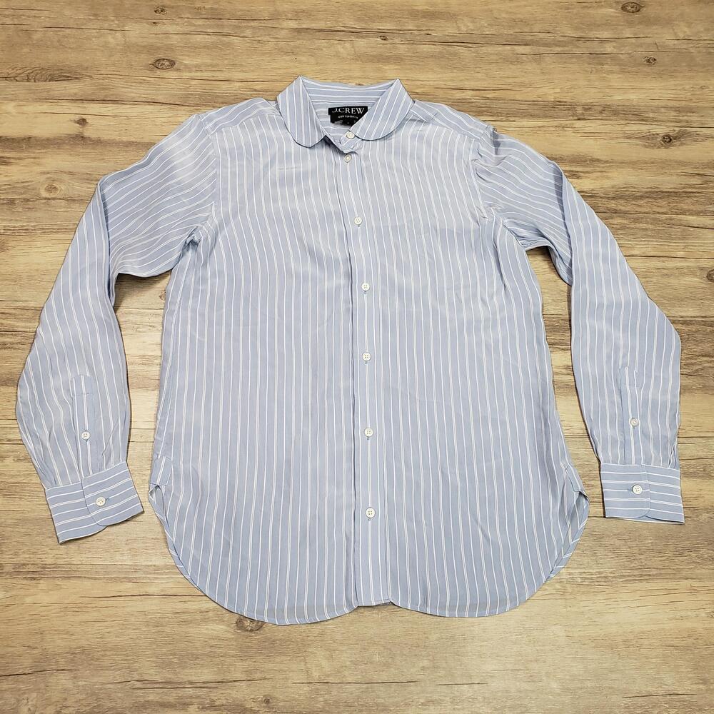 J.Crew Jules Classic Fit Shirt Womens 0 Blue White Striped Long Sleeve Button Up